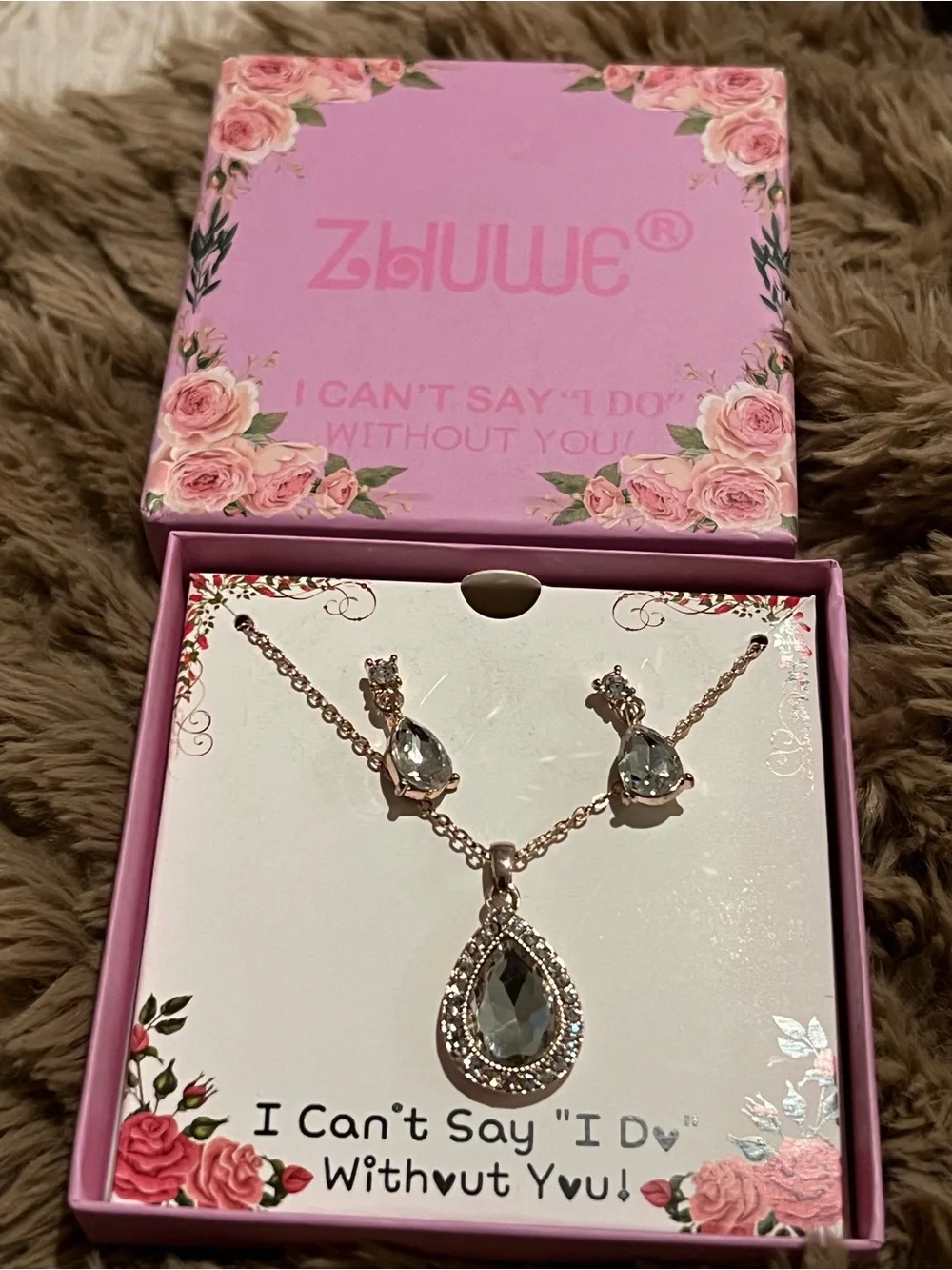 Necklace/Earrings Set - Bridesmaid, Wedding Gift “ can’t say I do without you”